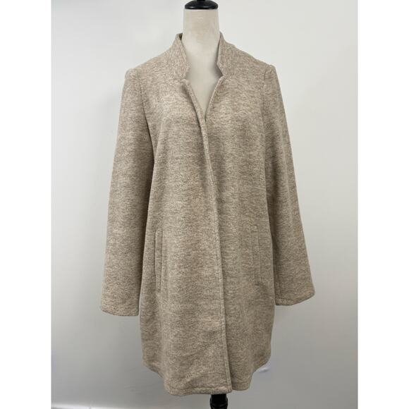 Vero Moda Heathered Long Jacket Women’s XL Light Brown Tan Open Front Coat - Picture 1 of 6